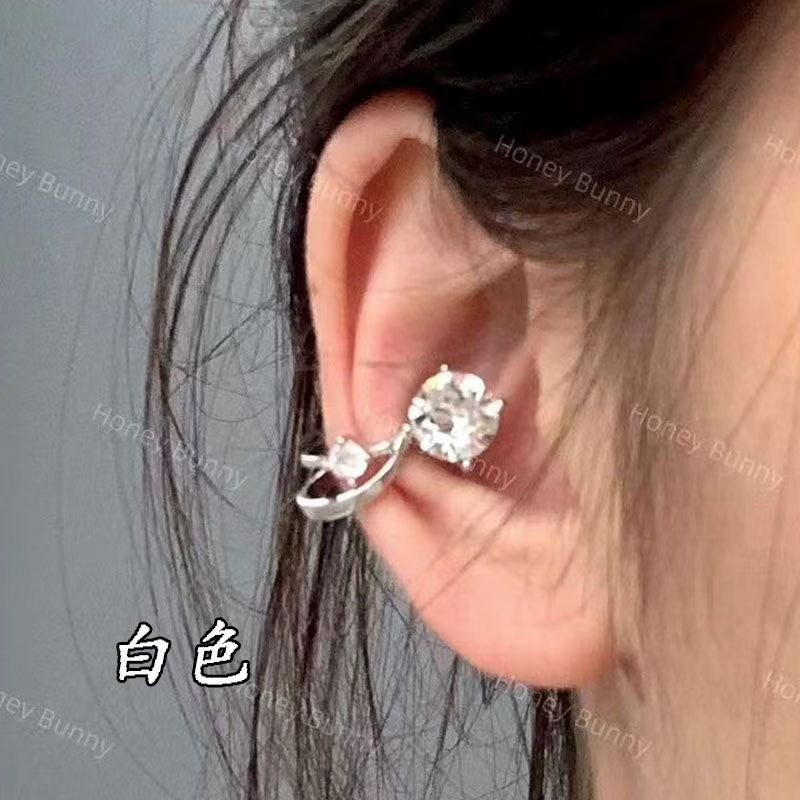 Línea de zircon azul, clips de hueso de orejas, nicho de diseño femenino, clips de orejas sin agujeros de orejas, temperamento único y frío, perfiles de orejas.