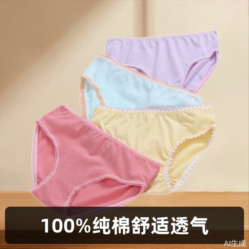 Factory Direct Sales of In-Stock Underwear, Cross-Border Supply, Pure Cotton Crotch, Girls' Triangle Underwear, Children's Triangle Briefs for Little Girls