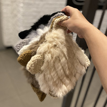 可爱兔毛猫耳朵毛线护耳保暖帽秋冬季韩版皮草帽子女针织包头帽