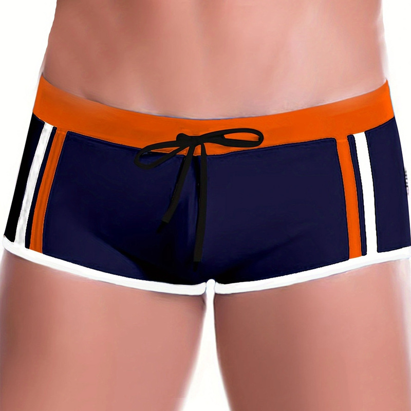 2024 manufacturers in stock wholesale men's boxer swimming shorts sexy solid color tether fashion simple conservative slim fit