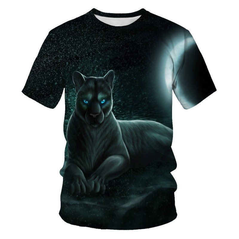 Venta caliente Forest Beast 3D impresión digital hombre calle salvaje hombro recto jersey transpirable suelta camiseta de manga corta