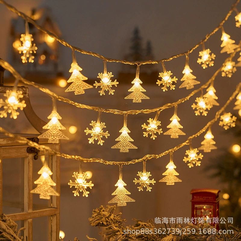 LED новогодняя гирлянда-строка, тёплый белый свет, мотивы олень/елка/снежинка, батарейка или USB, 3/6/10 м