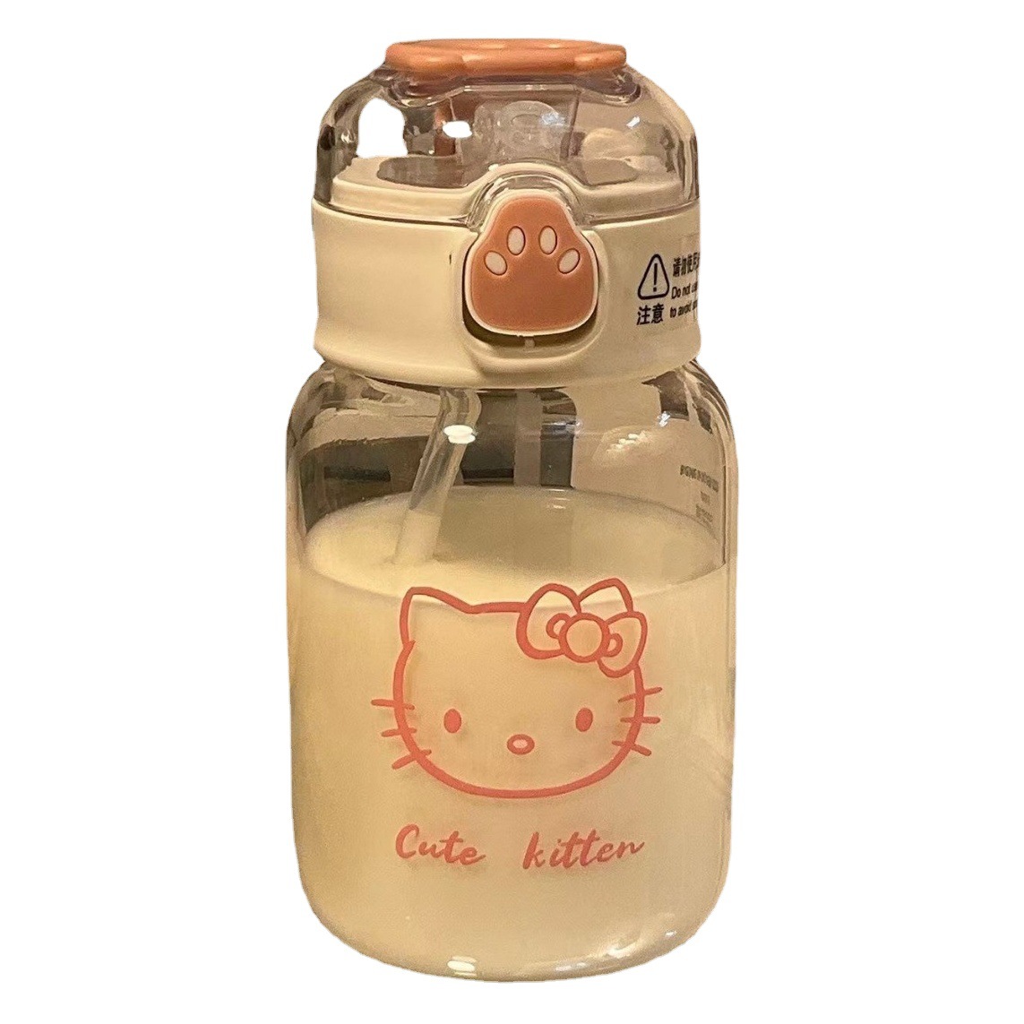 Taza de agua de paja de garra de gato de plástico de alta apariencia Taza de agua resistente a altas temperaturas para niños