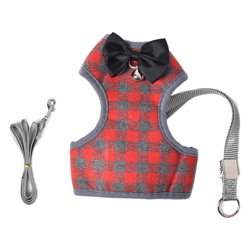 Nuevos suministros para mascotas cuerda de tracción pequeño perro gato chaleco transpirable correa del pecho Plaid moda coreana tractor