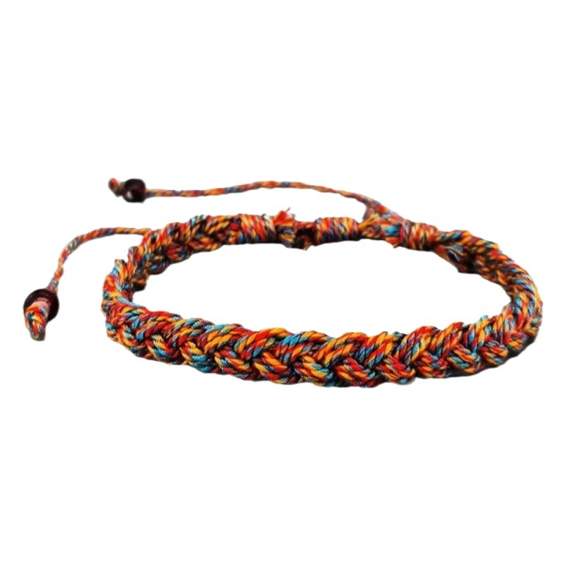 New cotton and linen Japanese and Korean national style personalized hand-woven bracelet retro casual lovers color hand rope wholesale