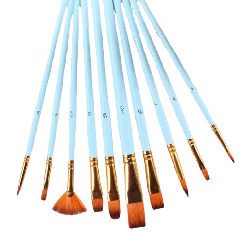 10 brushes, two-color nylon hair combination wooden pole watercolor brush, can be customized with fan-shaped watercolor brush from the manufacturer