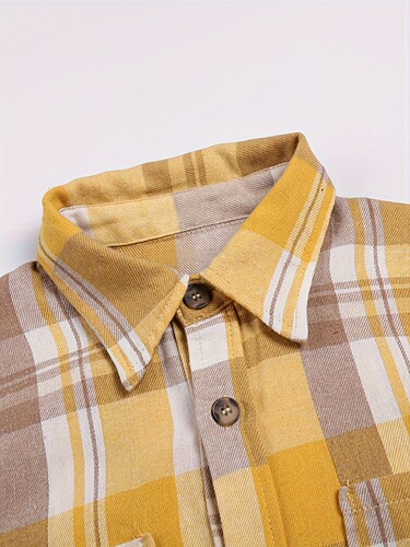 Women's yellow checkered blazer-style top, women's shirt for women