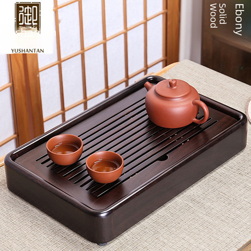 Home Black Sandalwood Solid Wood Small Tea Tray Rosewood Simple Office Water Storage Tea Sea Walnut Wood Tea Table Japanese Dry Pouring Table