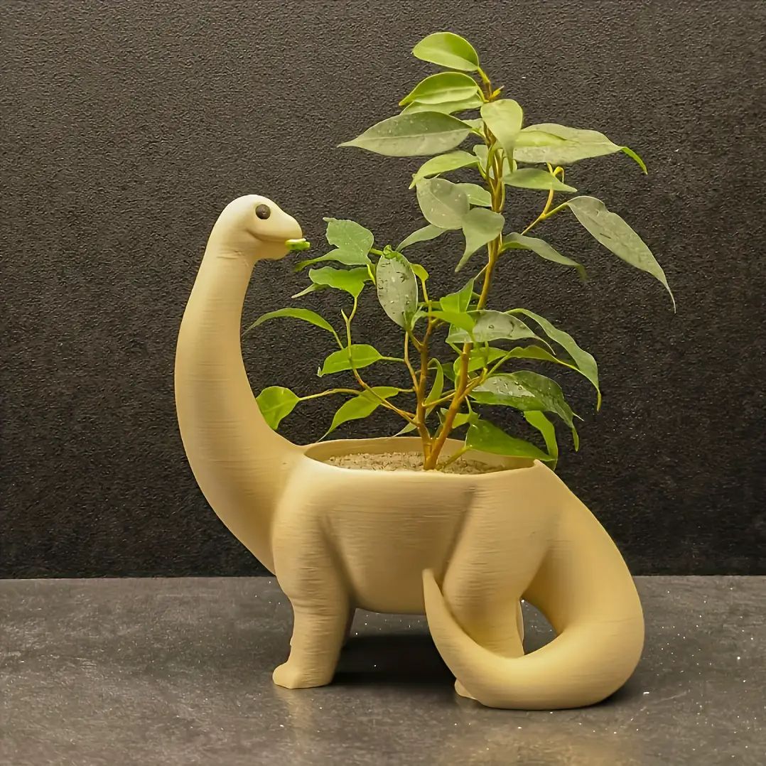 Cross-Border Popular Temu Creative Dinosaur Flowerpot Artificial Ornaments Cartoon Vase Decoration Green Plant Desktop Decoration