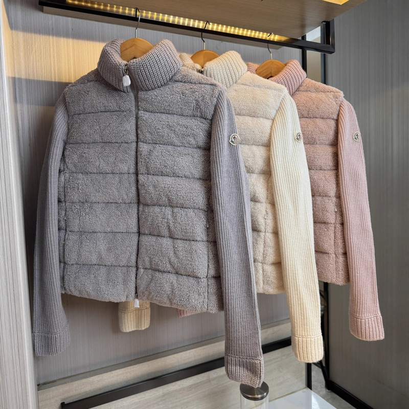 In-Stock Original Label m Mengjia Internet Celebrity Style Badge Embroidered Wool Splicing Medium-Thick down Jacket Women's Coat