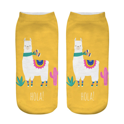 Digital printing socks with arbitrary pattern unicorn heat transfer socks animal embroidery cartoon socks breathable comfortable