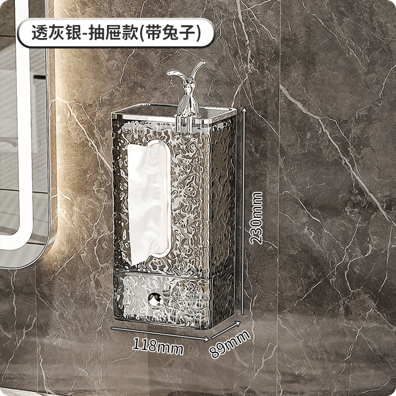 Estilo japonés cara toalla caja de almacenamiento caja de pañuelos montado en la pared cocina baño Baño al revés caja de pañuelos transparente