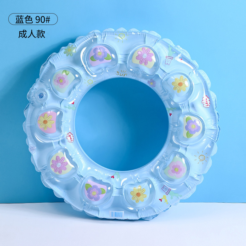 Anillo de cristal de doble airbag de doble capa engrosado de dibujos animados de verano para adultos anillo de flotador de axila inflable para principiantes anillo de natación