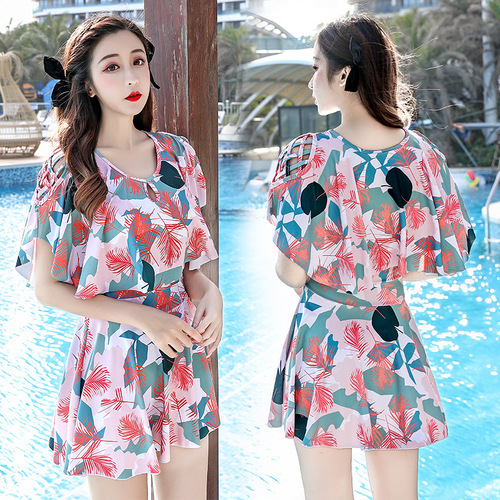  New Swimsuit Women's Push Up Conservative Fashion Slim Belly Covering Slim Hot Spring One-piece Skirt Women's Swimsuit