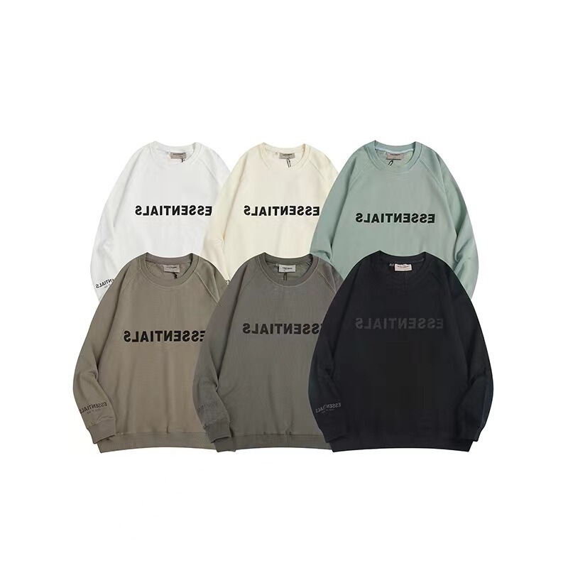 Wholesale Trendy Brand Fog Multi-Line Essentials 20Fw Stereo Rubber Letter Terry Round Neck Pullover Sweatshirt for Men