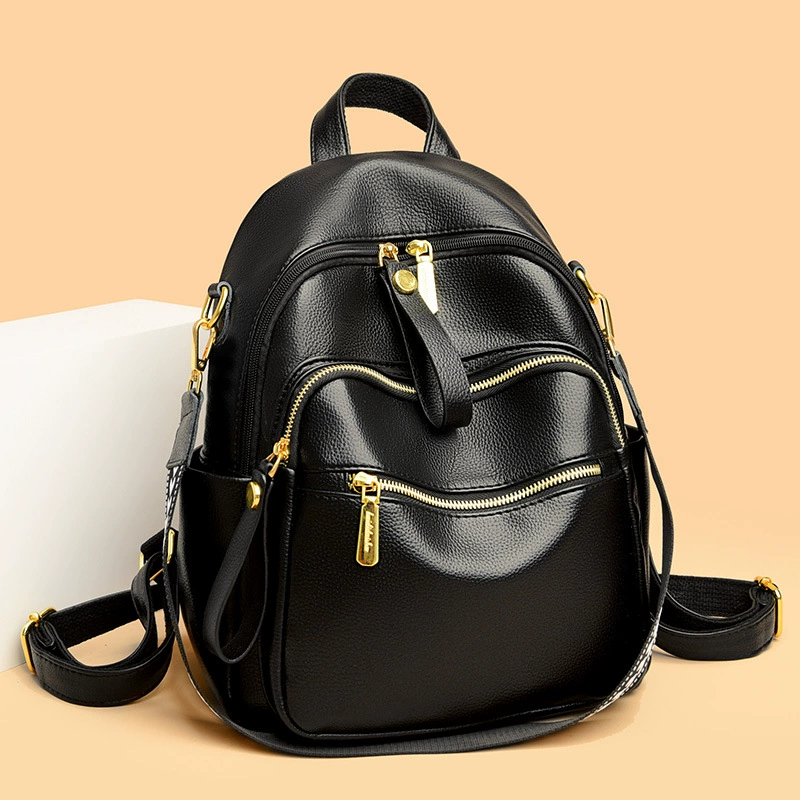 Wear-resistant polyurethane backpack, universal capacious shoulder bag for leisure for traveling, 2023 collection