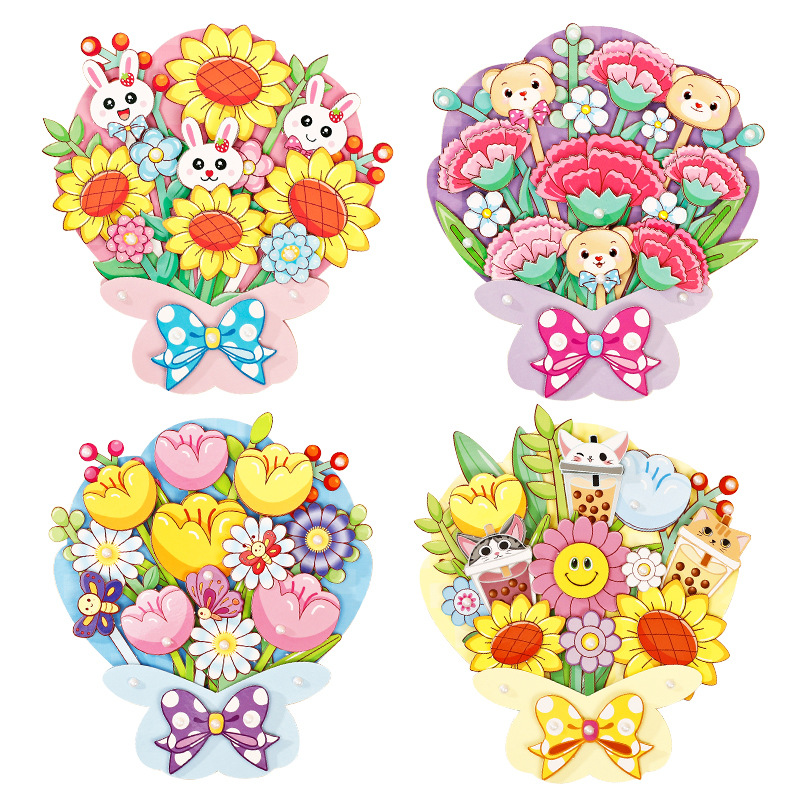 Tarjeta de felicitación del día del maestro tarjeta tridimensional para niños diy tarjeta de felicitación hecha a mano materiales de flores inmortales para jardín de infantes regalo para maestros