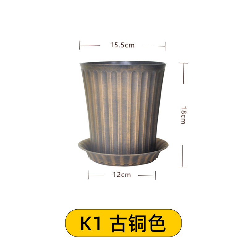 Venta al por mayor retro estilo europeo galón maceta de plástico maceta hogar Hortensia Rosa alambre Lotus resina maceta