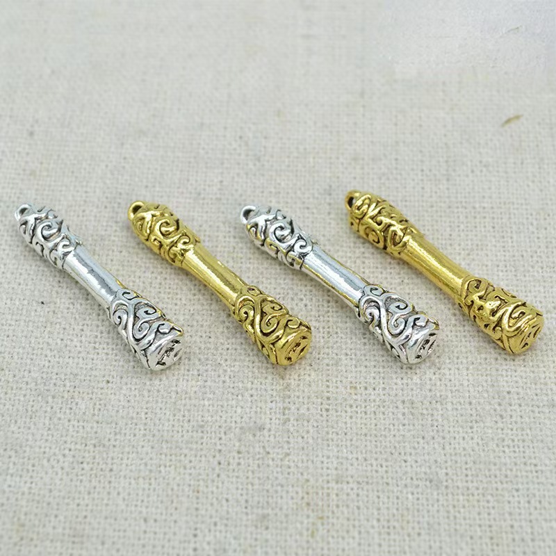 Ciondolo a cerchio dorato Wukong Ruyi del mito nero, lega placcata in argento, dio del mare, ago, accessori per gioielli fai da te_voghion.com