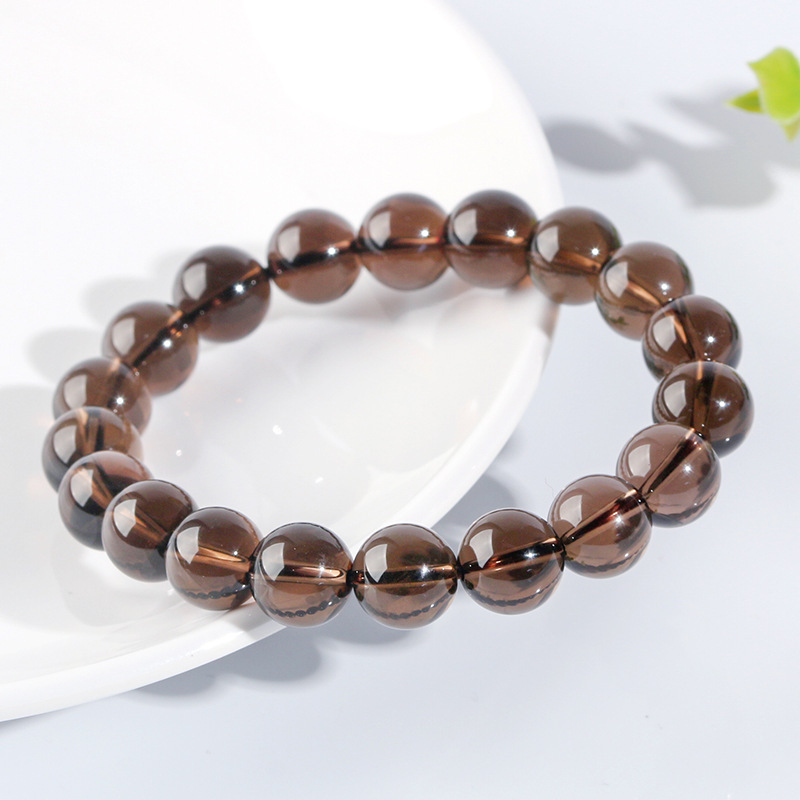 Natural Tea Crystal Bracelet, Collectible Grade, Purifying Brazilian Smoky Quartz, Black Crystal, Tea-Colored Buddhist Beads, Donghai Ketang Crystal Wholesale