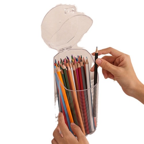 Lid Table Dustproof Pen Holder Student Stationery Storage Box Multi-functional Office Makeup Brush Holder Box Rack 