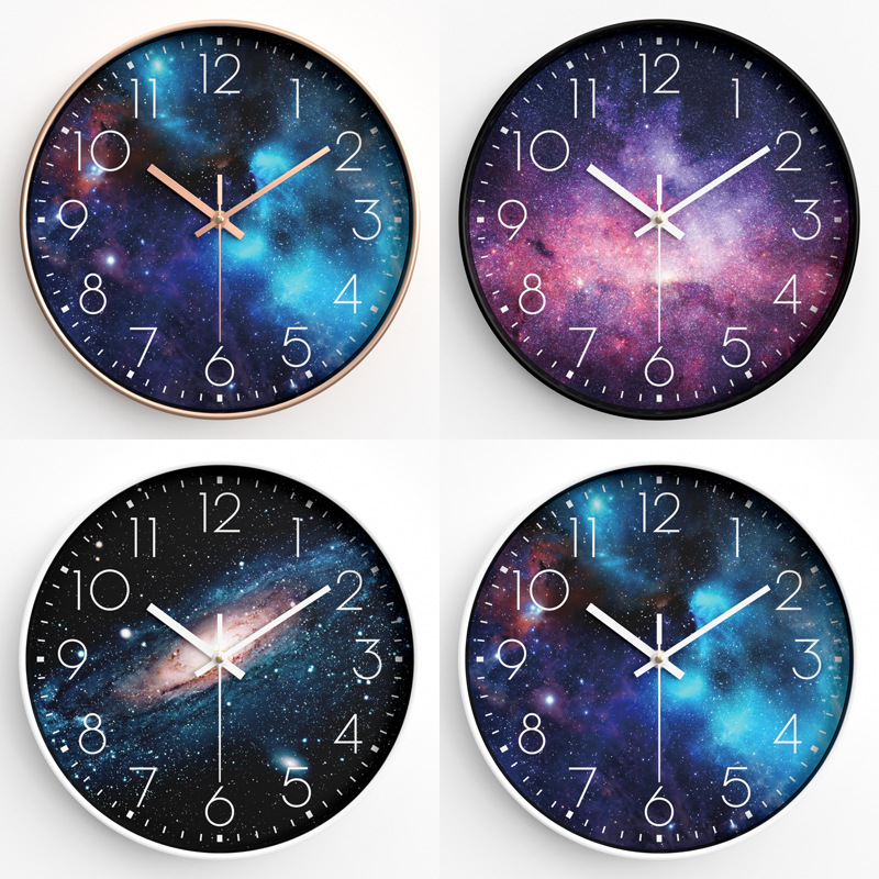 Reloj de pared creativo para sala, reloj de pared silencioso de estrellas, reloj de cuarzo para dormitorio/hogar