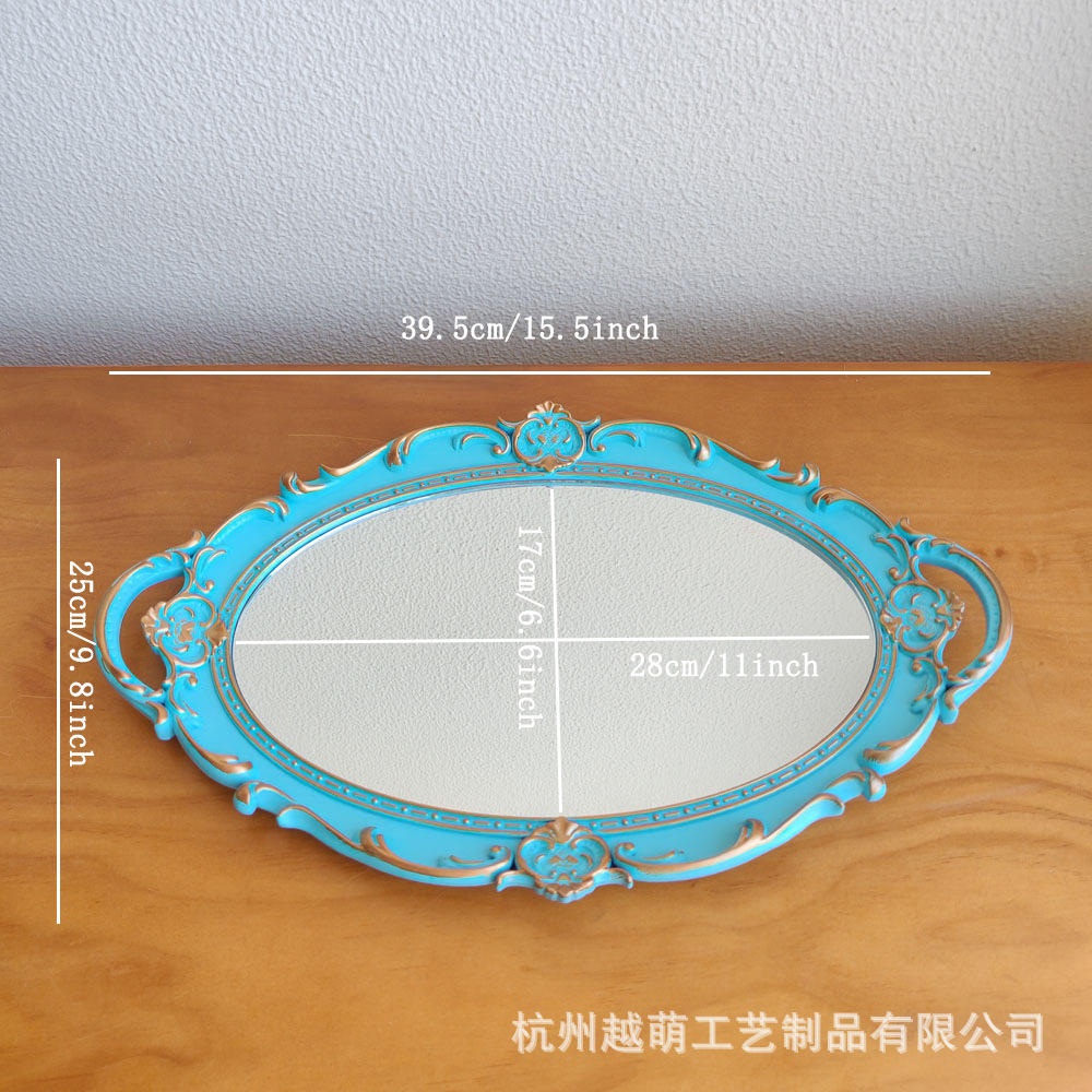 Bandeja de espejo de vidrio retro estilo europeo, estilo "ins", decoración para sala de estar, para aromaterapia, exhibición de joyería, bandeja de almacenamiento.