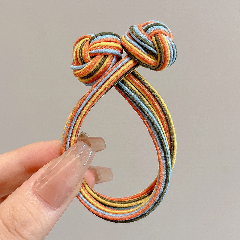 Cuerda para el cabello retro Maillard, temperamento femenino, cuerda para el cabeza duradera, banda de goma para el cabello de alta gama, tocado de lazo para el cabello de cola de caballo alta