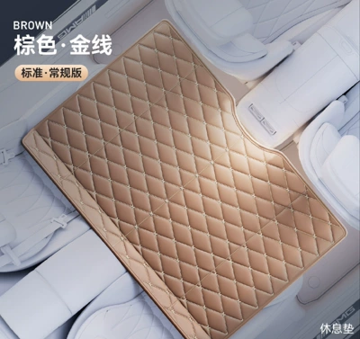 in the back seat of – Multi-function pad - without-side-panels-and-cushions-leather-brown-140-90cm-comes-with-a-storage-bag