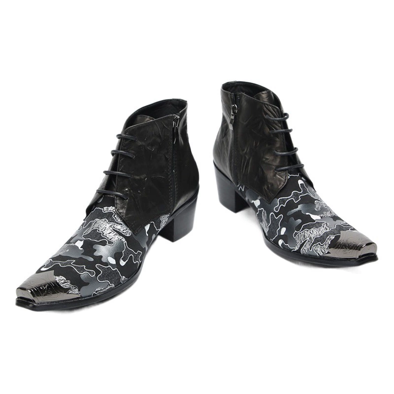 Высокие туфли, Мужские осенне-зимние кожаные сапоги с принтом на флисовой подкладке, модные брендовые короткие сапоги, ботинки Martin в британском стиле, износостойкая мужская повседневная обувь