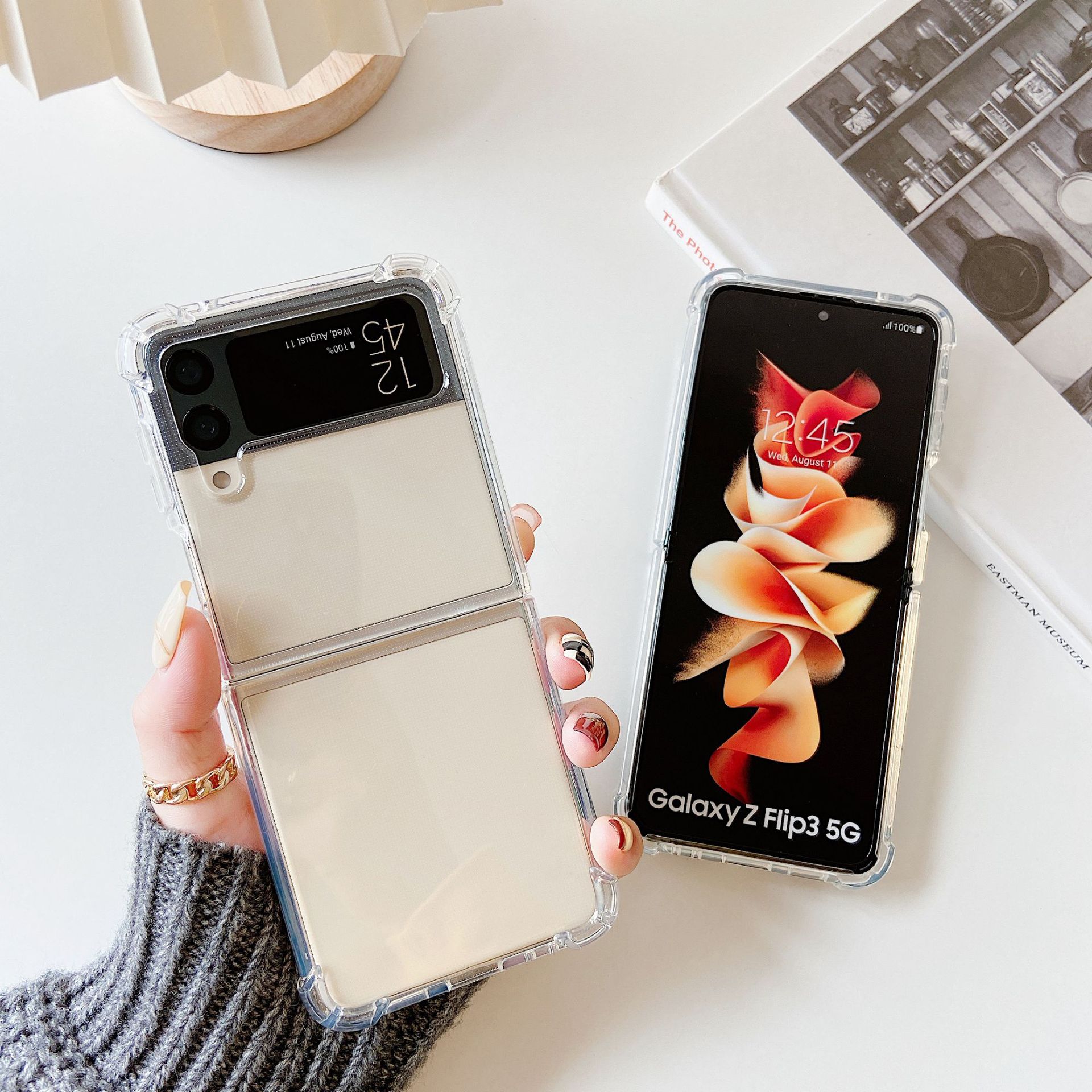 Samsung zflip4 cep telefonu kılıfı için uygun yeni model TPU şeffaf cep telefonu kılıfı anti-düşme Galaxy 4 katlanabilir koruyucu kılıf