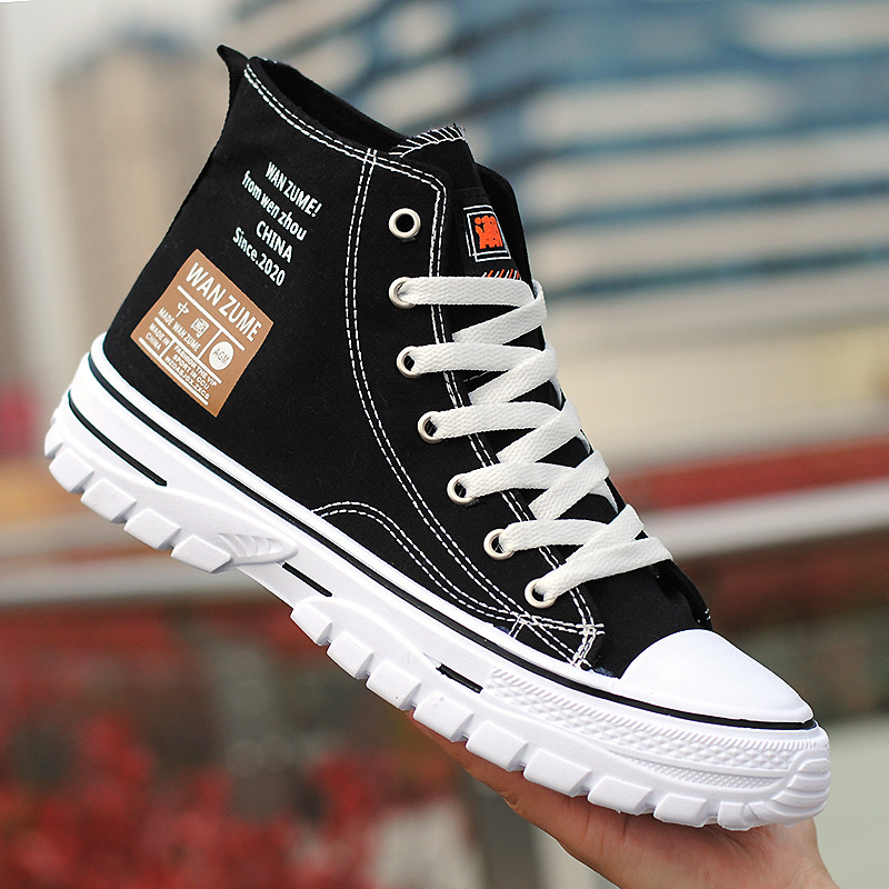 2025 Spring and Autumn New High Top Men's Canvas Shoes Men's Shoes Sports Casual Fashion Breathable Sneakers Men's Korean Style Shoes