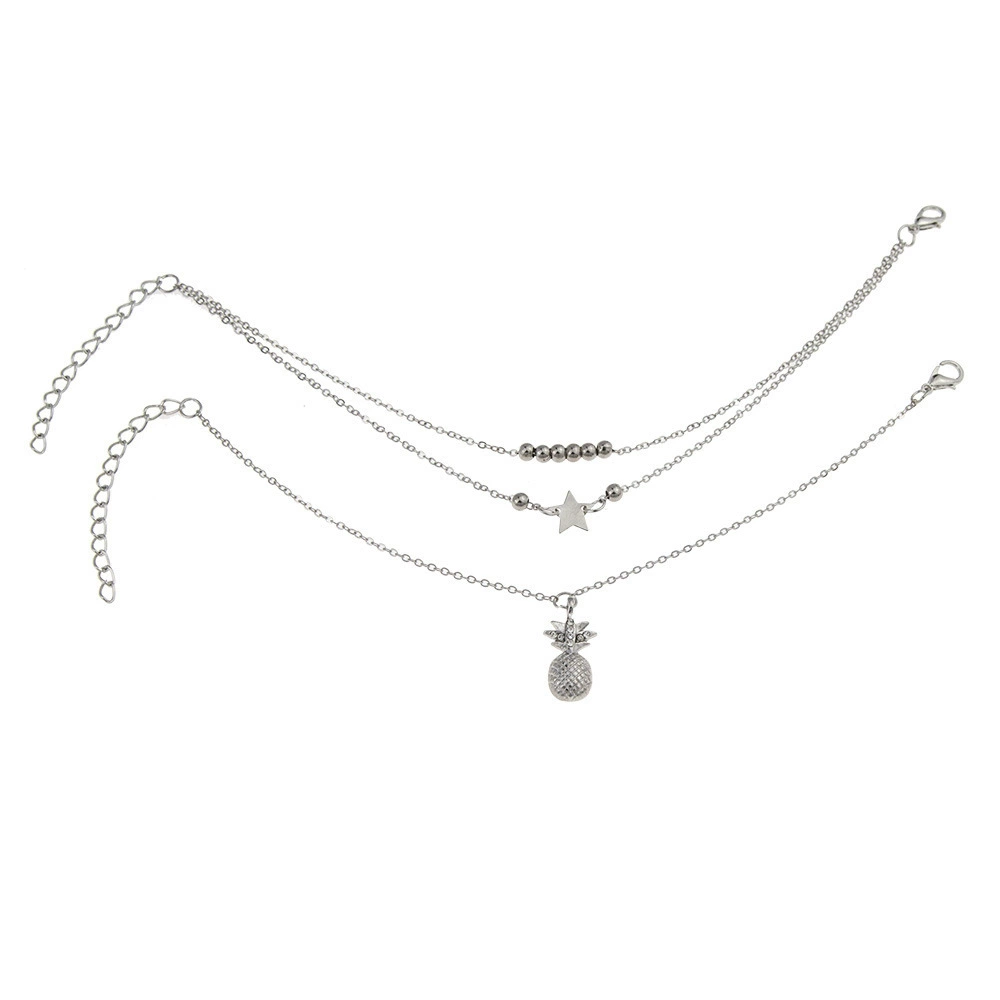 (Трансграничная торговля), аксессуар, anklet браслет для лодыжки, круглые бусины, набор, цепь, европейский стиль, комплект из 3 предметов, простой и элегантный дизайн