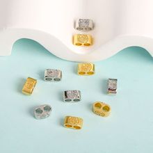 福字猪鼻子扣头定位珠金属铜镀18K金保色配件串珠材料diy半成品批