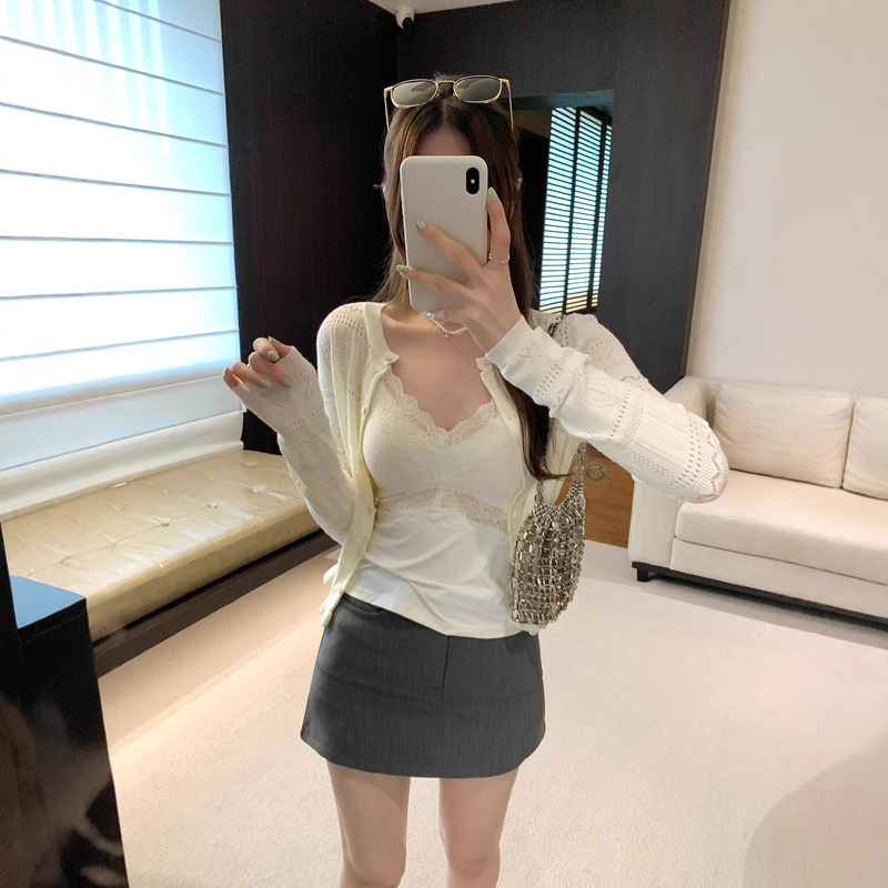 欧货独特镂空针织开衫长袖上衣女2025春秋季外搭防晒罩衫外套|undefined
