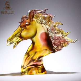 Creative and Successful Glazed Horse Head Artwork Ornaments Zodiac Horse Office Living Room Entrance Decoration Crafts