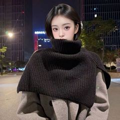 新款韩系氛围感围巾女冬季外搭保暖围脖女针织护颈脖套假领子披肩