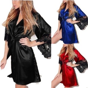 New Style Sexy Underwear Women's Large Size Set Nightdress Transparent Sexy Lace Sleeping Bathrobe Nightclub Uniform 1426