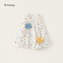 宥宝童装女童夏季背心连衣裙2025夏装新款中小童甜美蝴蝶结花苞裙