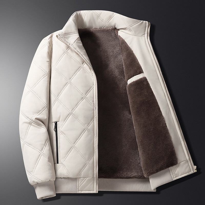 Chaqueta Acolchada Térmica con Cuello Alto para Hombre de Poliéster Engrosada para Invierno