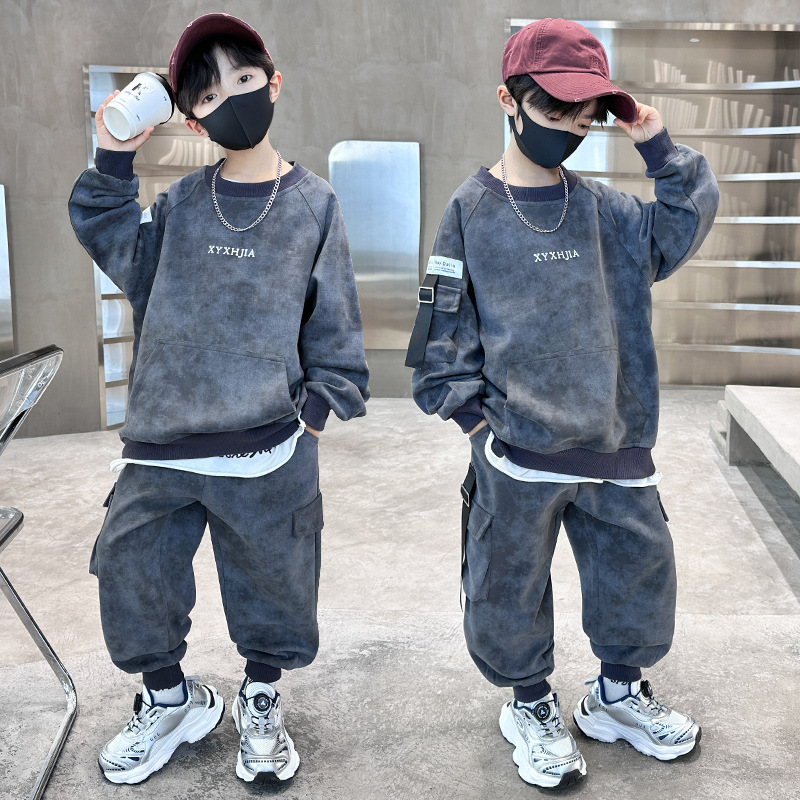 Children's clothing, sports suit 2024 new style, mid size children's spring and autumn styles, handsome boys' tie dye_voghion.com