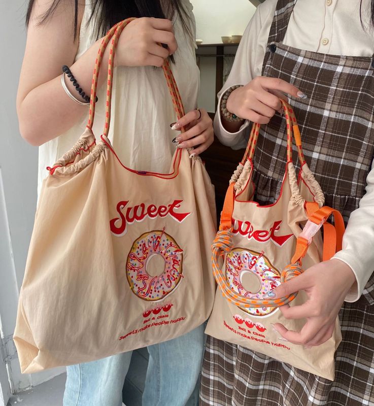 夏上新帆布包日本百搭刺绣ballchain环保袋潮流购物袋女士单肩包|undefined