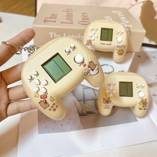 Creative Kapibara Game Console Keychain Cute Hamster Machine Decompression Toy Bag Pendant Keychain Gift