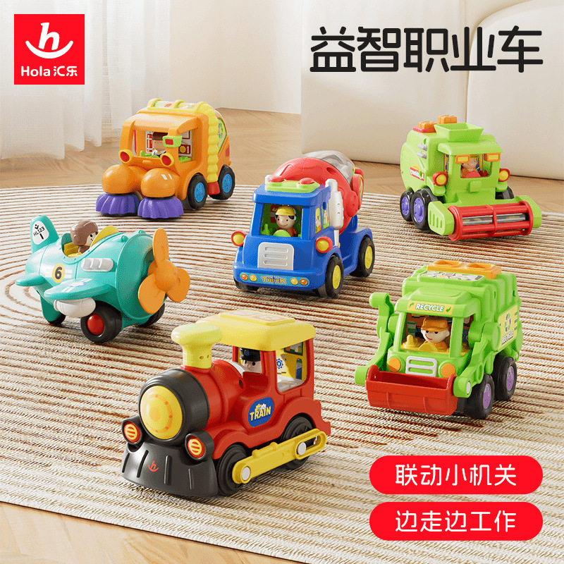 Cross-Border Huile Engineering Vehicle Inertia Boy Toy Car Sanitation Vehicle Train Aircraft Model Mixer Truck Garbage Truck