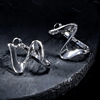 Design metal wavy advanced fashionable universal earrings, trend of season, 2023 collection, simple and elegant design