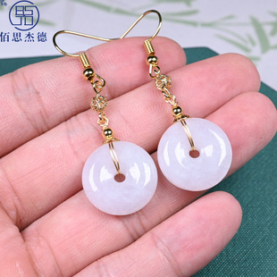 Classic Ping An Buckle Earrings Jade A Goods 14K Gold-plated Jewelry Earrings Jade Ear Hook ETSY Earrings Wholesale