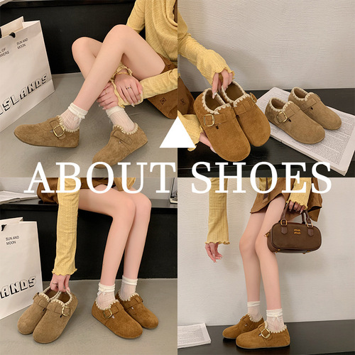 Women's Thick-Heeled Full-Enclosed Birkenstock Shoes, Autumn New Casual One-Piece Loafers, Birkenstock Single Shoes