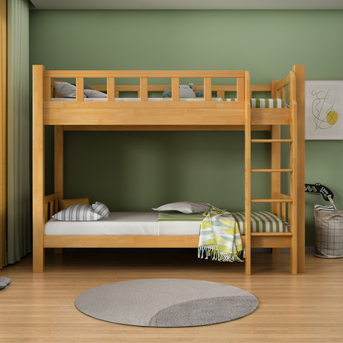 Rubber wood solid wood bed, same width top and bottom, dormitory 1.2-meter top and bottom bunk bed, Chinese brother-sister bed, children's bed