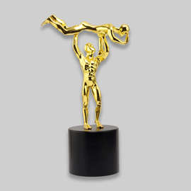金礼TROPHY现代简约锡合金电镀人物造型奖杯摆饰办公场所礼盒包装