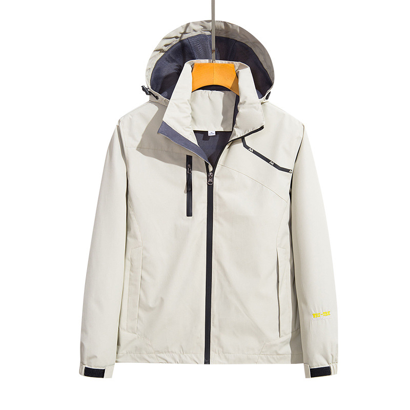 2024 Spring Hooded Jacket White Surface Jacket Men's and Women's Single Layer Outdoor Running Fashion Jacket Windbreaker Men's Clothing_voghion.com